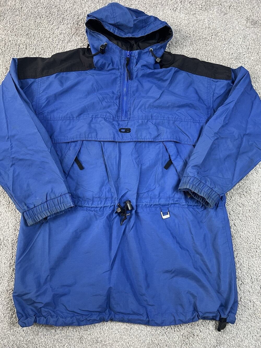 Vintage CB Sports Windbreaker Pullover Jacket Boys XL Blue Black 90s Hong Kong